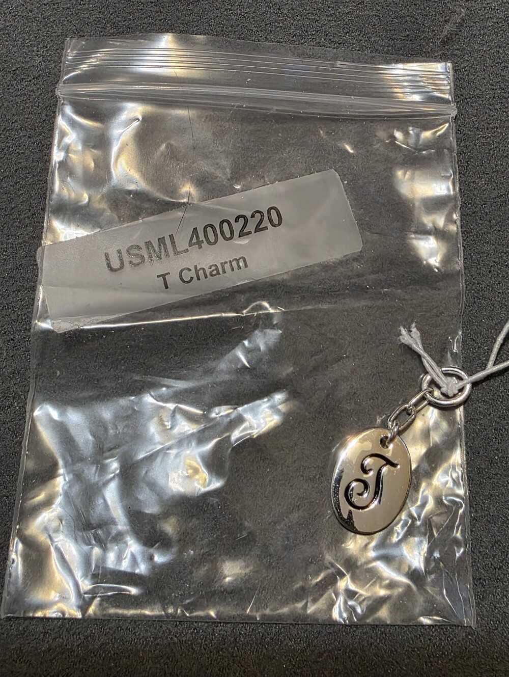 Silver Initial 'T' Charm Pendant